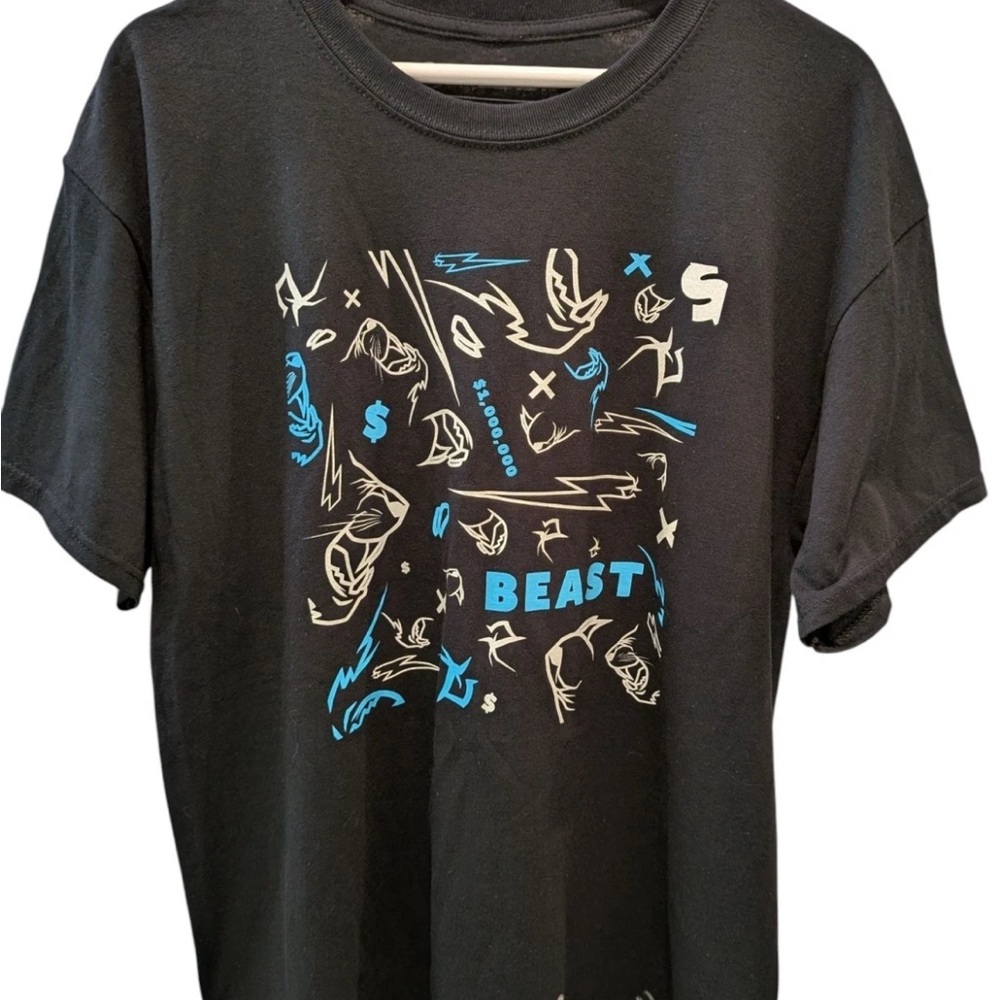 Mr. Beast Adult T-Shirt Large Black Graphic Tee Signed Authentic 1 Million